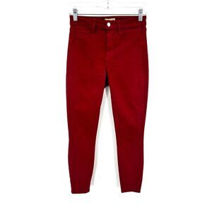 L'AGENCE Women's Red Wax Coated High Rise Casual Skinny Jeans Size 26